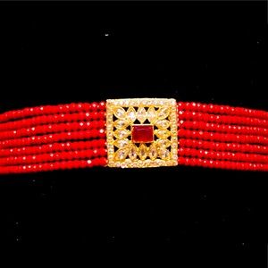 Red Multi Strand Beads Handmade Bracelet